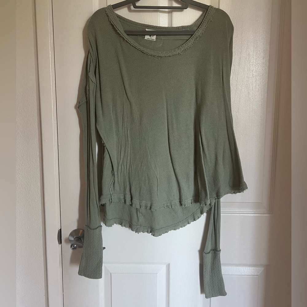 Free People Sage Green Thermal Long sleeve